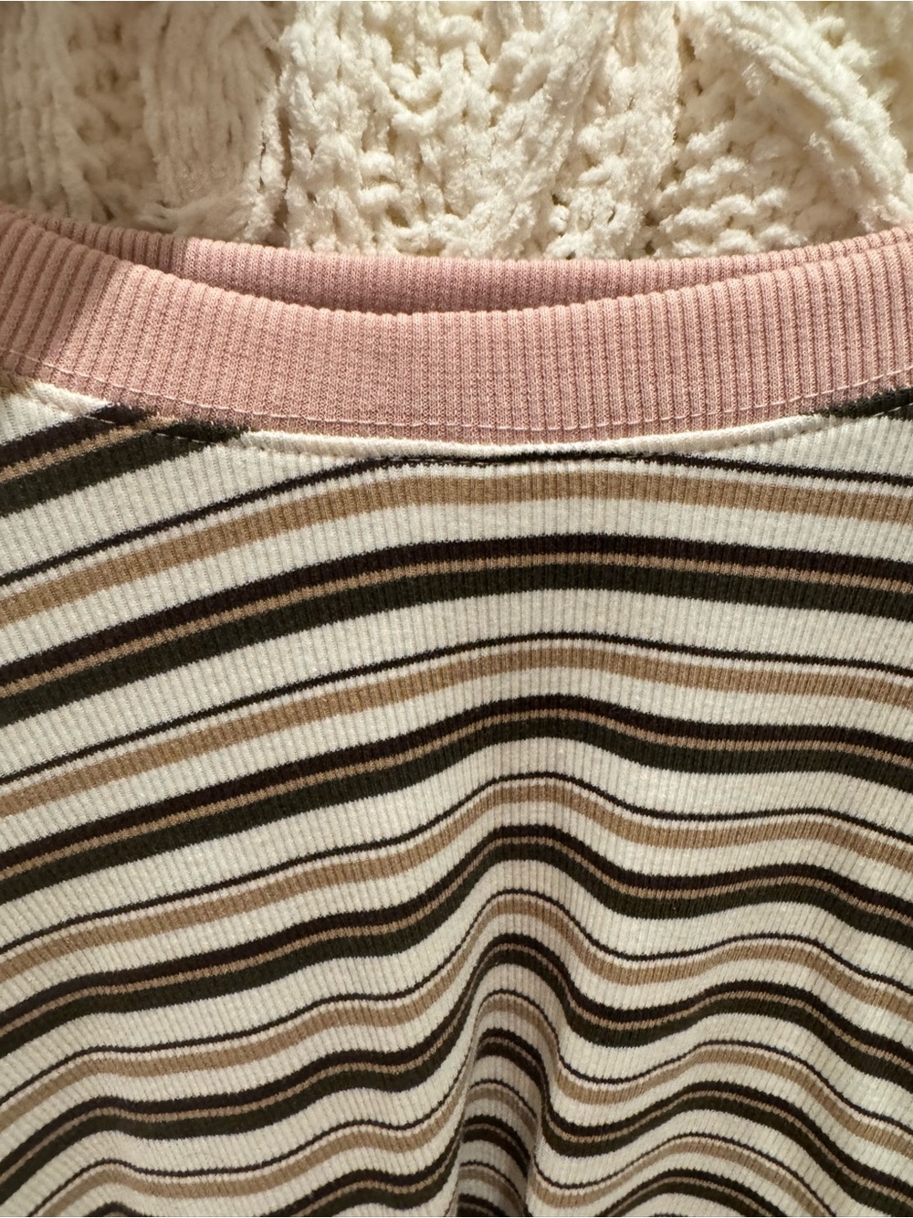 BiBi Pink, Cream and Brown Striped Scoop-Neck Sweater - Picture 8 of 11